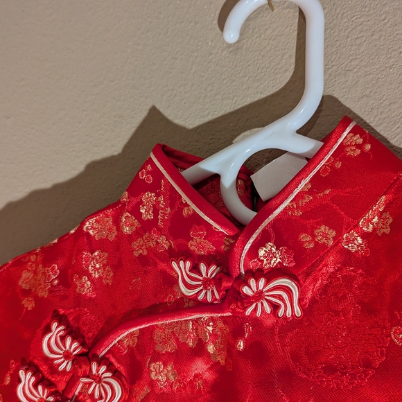 Red Embellished Maxi Dress with Mock Neck - Picture 8 of 16